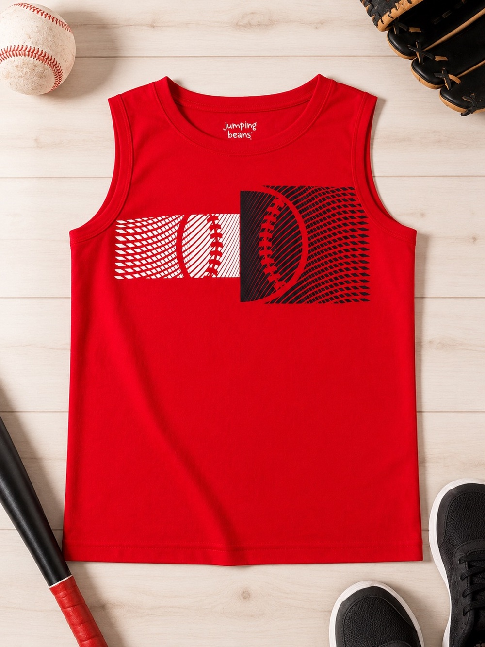 jumping beans Red Graphic Baseball Tank Top